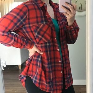 Oversize Boyfriend Plaid Button Shirt